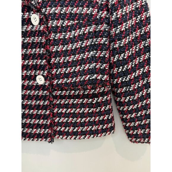 Women's Ann Taylor Fringe Red White and Blue Tweed Blazer, size 8 - Picture 9 of 16